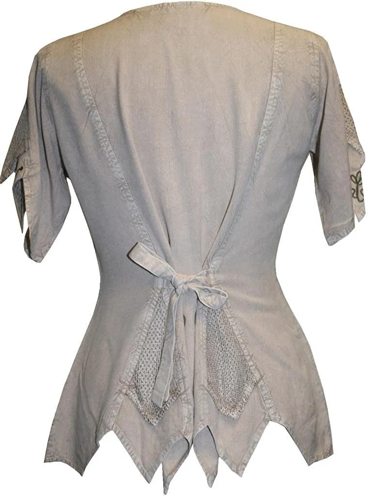 136 B Gypsy Medieval Netted Asymmetrical Vintage Top Blouse