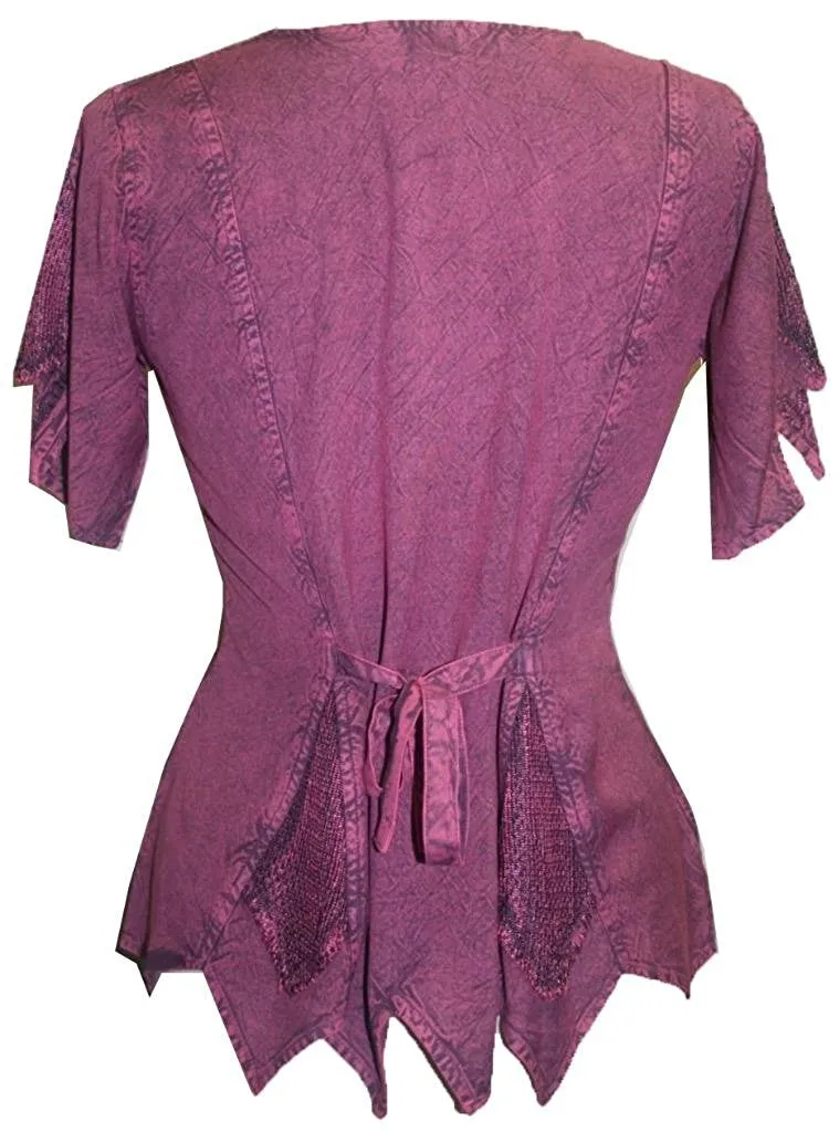 136 B Gypsy Medieval Netted Asymmetrical Vintage Top Blouse