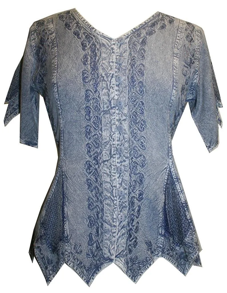 136 B Gypsy Medieval Netted Asymmetrical Vintage Top Blouse