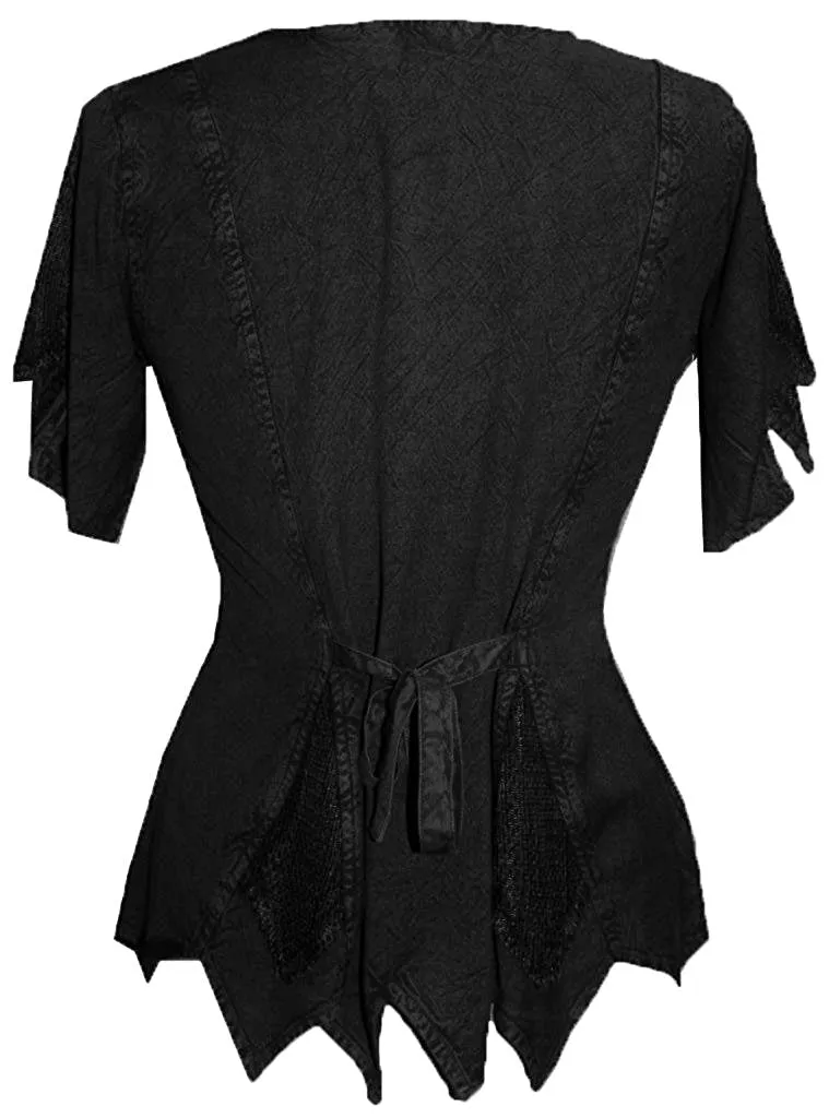 136 B Gypsy Medieval Netted Asymmetrical Vintage Top Blouse
