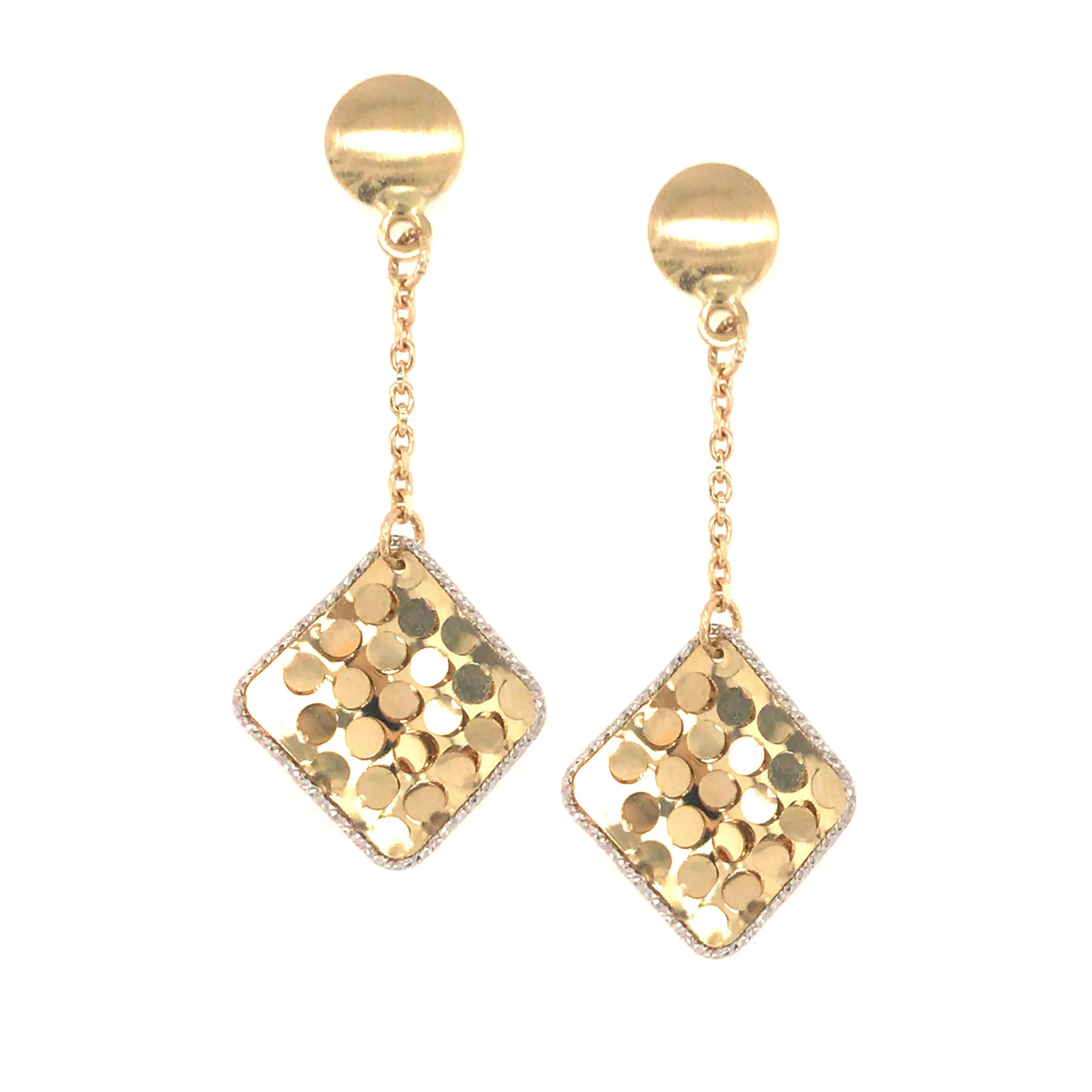 14K Gold Wavy Polka Dot Earrings