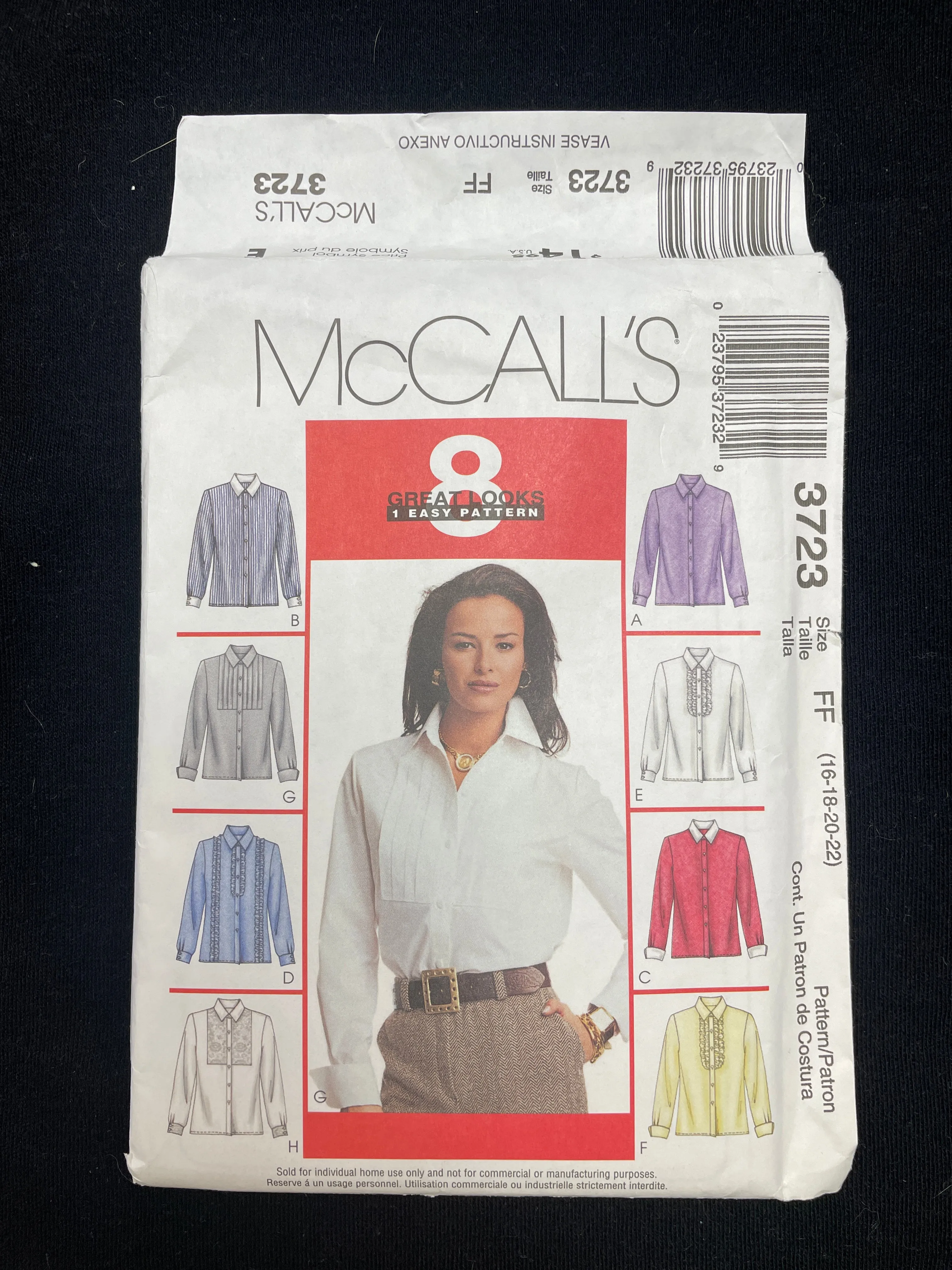2002 McCall's 3723 Sewing Pattern - Blouses FACTORY FOLDED