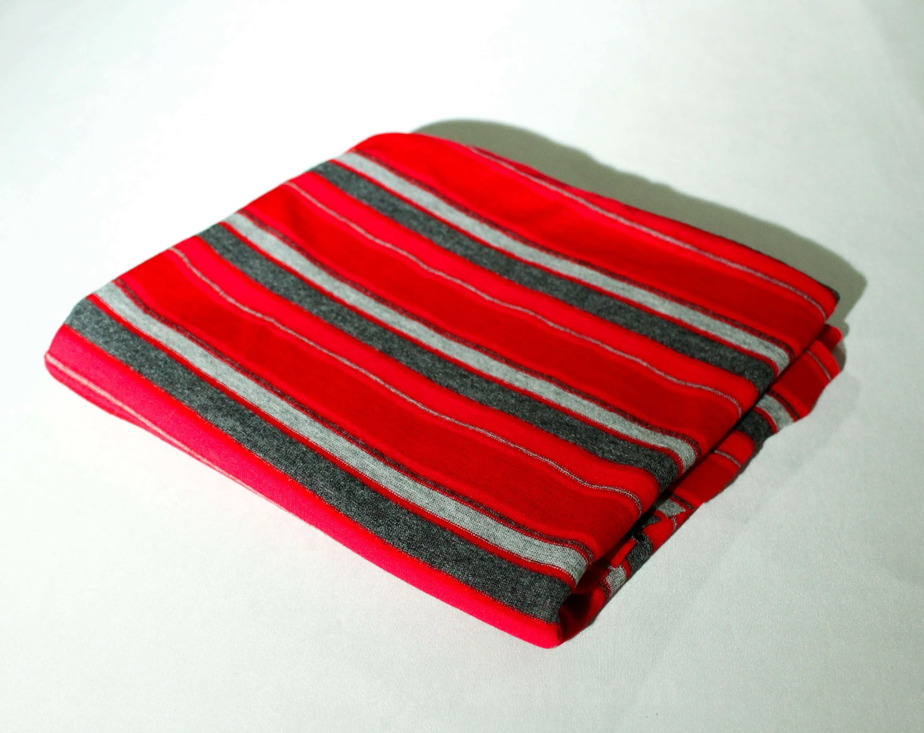 50s 60s Red Striped Jersey Knit - 1.66 Yards x 34.5 Inches Wide - Cute 1950s Scarlet & Gray Stripes - For Blouses Tops Sexy Sweater Girl