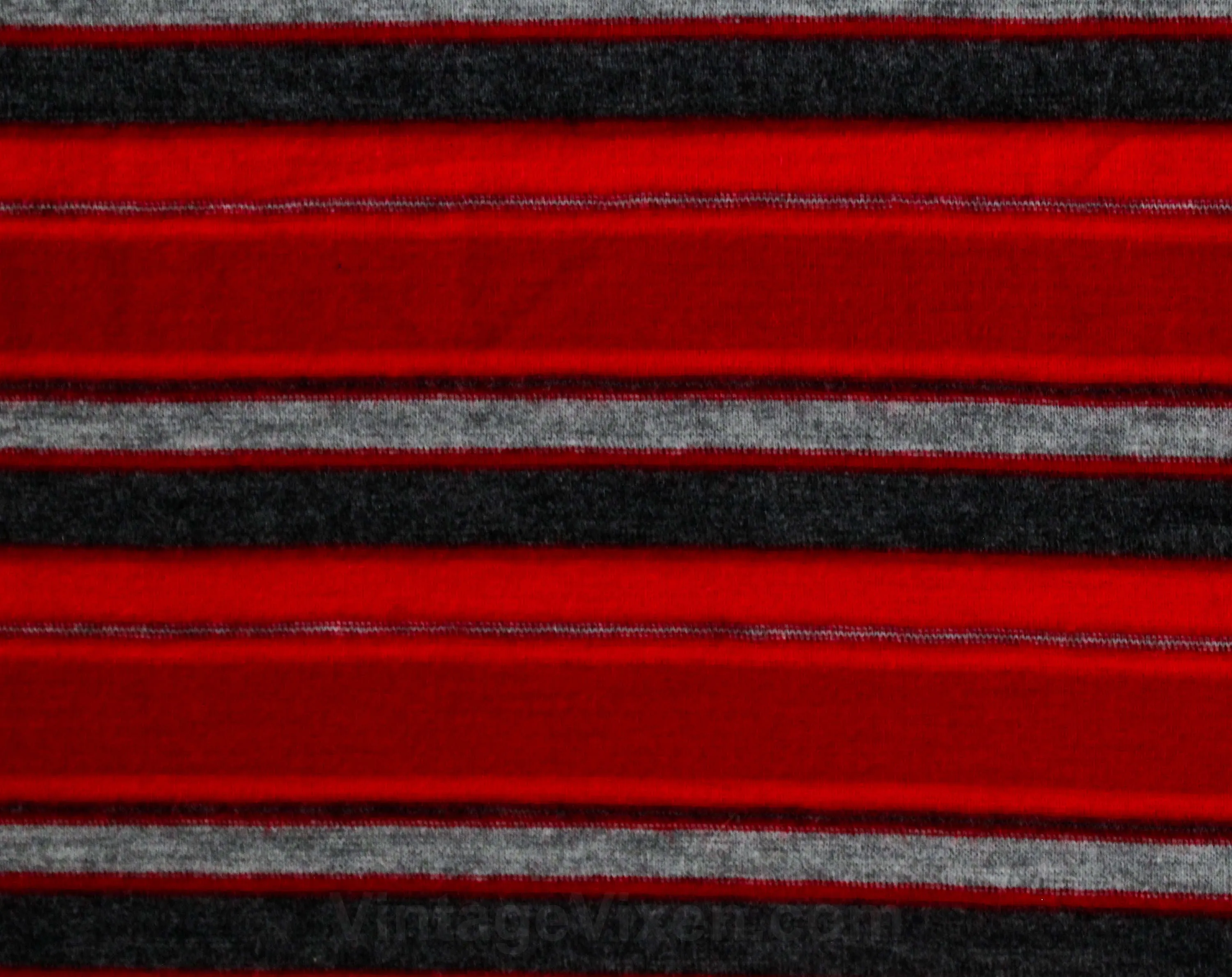 50s 60s Red Striped Jersey Knit - 1.66 Yards x 34.5 Inches Wide - Cute 1950s Scarlet & Gray Stripes - For Blouses Tops Sexy Sweater Girl
