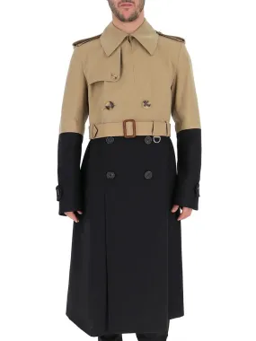 Alexander McQueen Colour Block Belt Double Breasted Coat