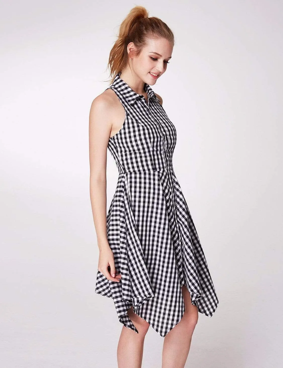 Alisa Pan Button Up Fit and Flare Gingham Dress