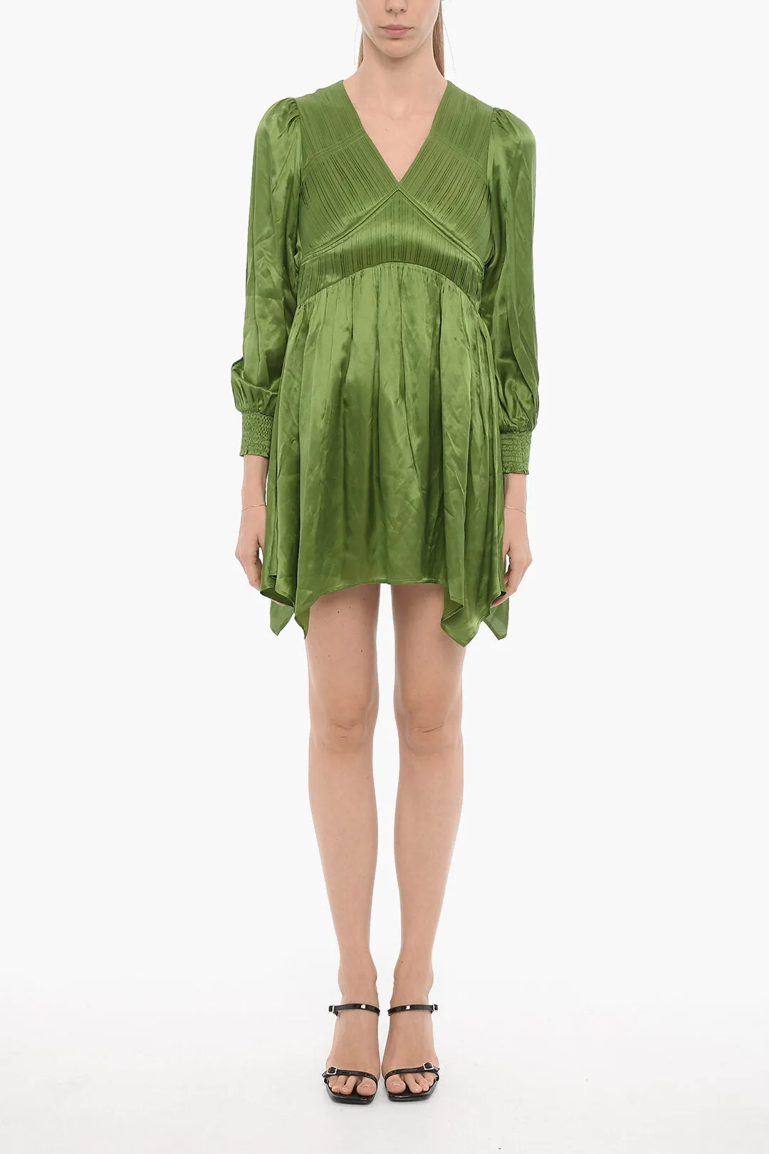 AllSaints Satin ESTA Empire Dress with Ruches