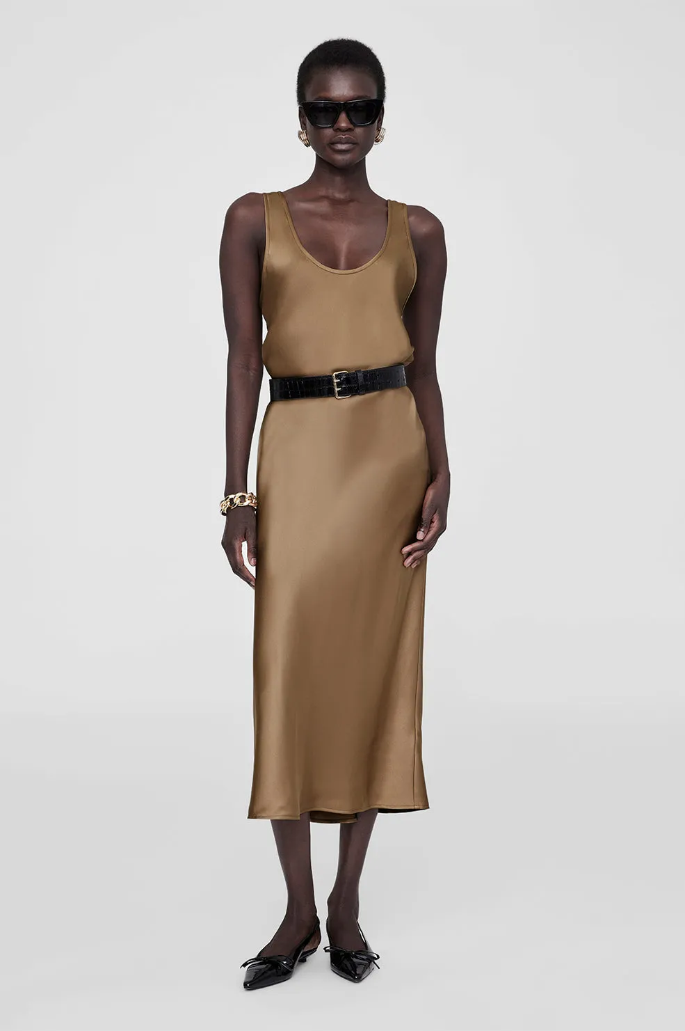 Bar Silk Skirt - Sepia