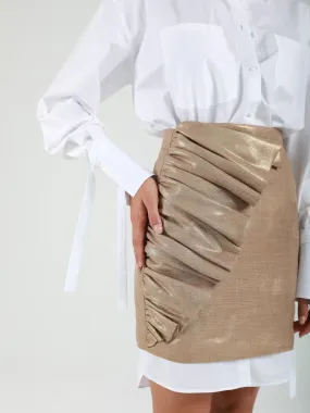 BD Linen-Blend Ruffled Skirt
