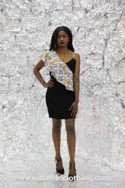 Black Dress with Sash-style D&D Elephant Print