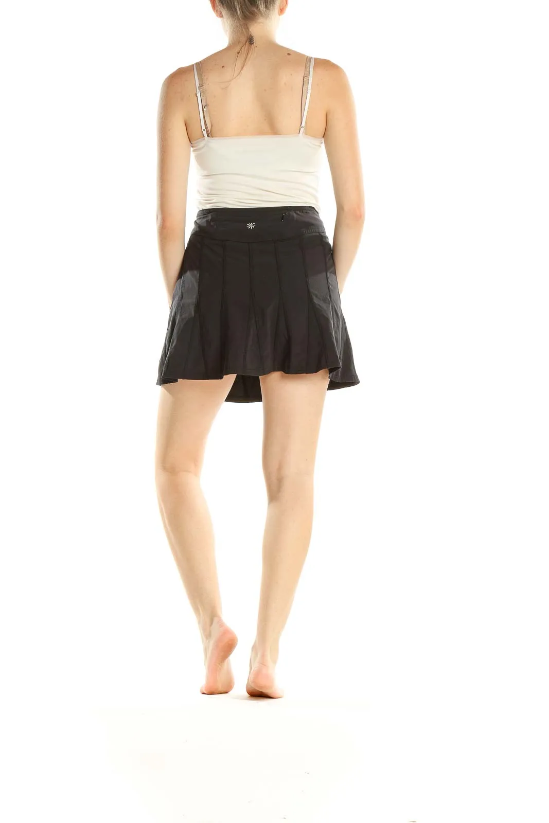 Black Pleated Activewear Skort