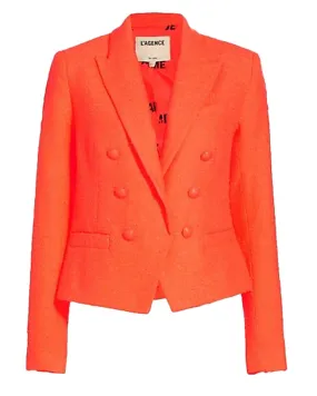 Bright Orange Brooke Double Breasted Crop Blazer