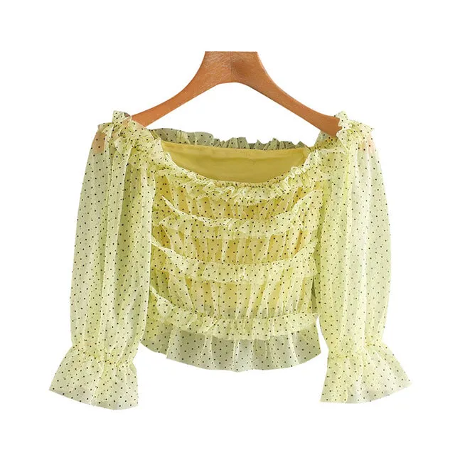 CROPPED RUFFLED BLOUSE