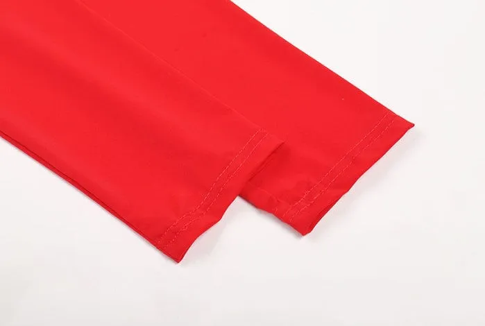 DOLLY Elegant Red Long Sleeve Hooded Slim Fit Hip Hug Short Part Dress-JUDY