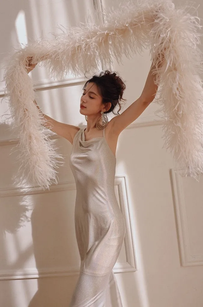 DOLLY Luxury Sliver Sleeveless Glitter Slim Fit Long Banquet Dress-SWATTIE