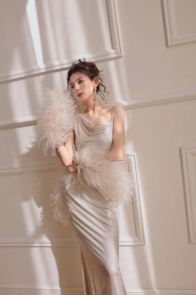 DOLLY Luxury Sliver Sleeveless Glitter Slim Fit Long Banquet Dress-SWATTIE