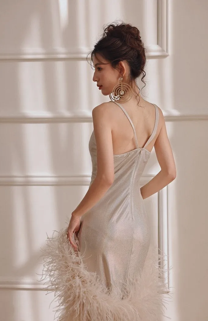 DOLLY Luxury Sliver Sleeveless Glitter Slim Fit Long Banquet Dress-SWATTIE