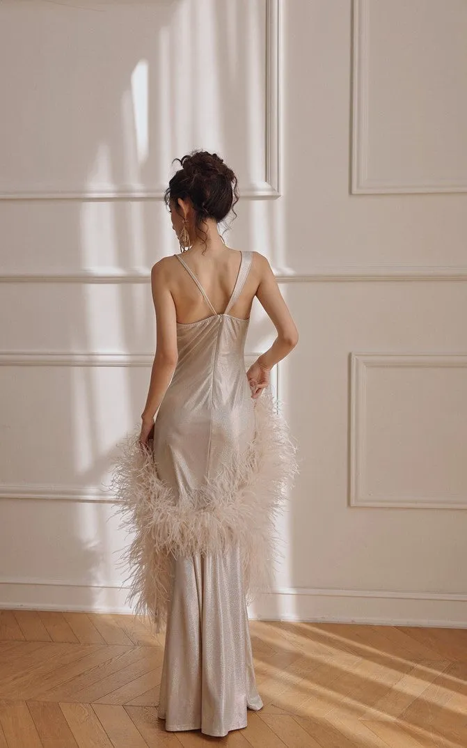 DOLLY Luxury Sliver Sleeveless Glitter Slim Fit Long Banquet Dress-SWATTIE