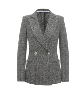 Double Breasted Blazer with Shoulder Pads in Black and White