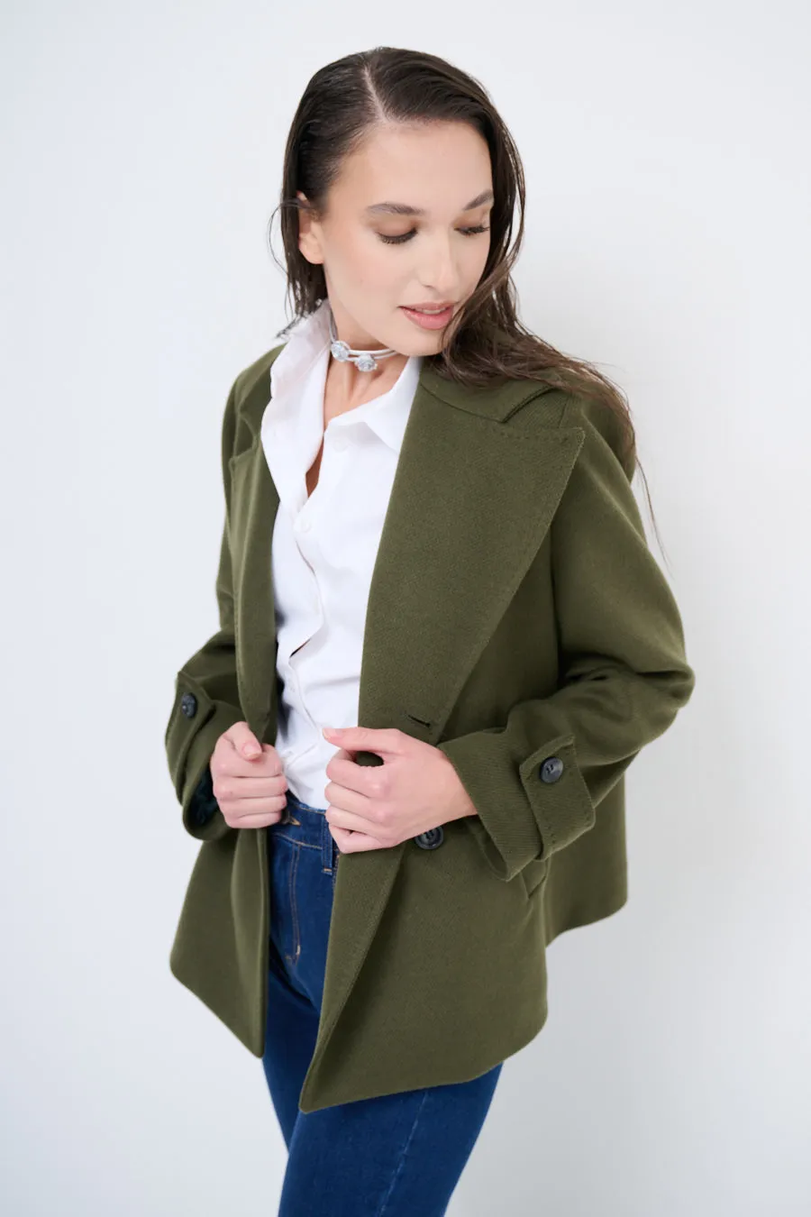 Double-breasted wool blend coat wholesale