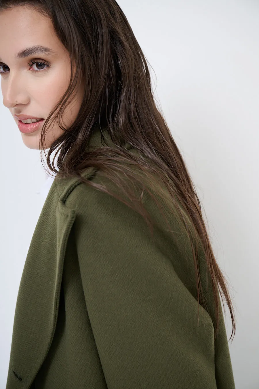 Double-breasted wool blend coat wholesale