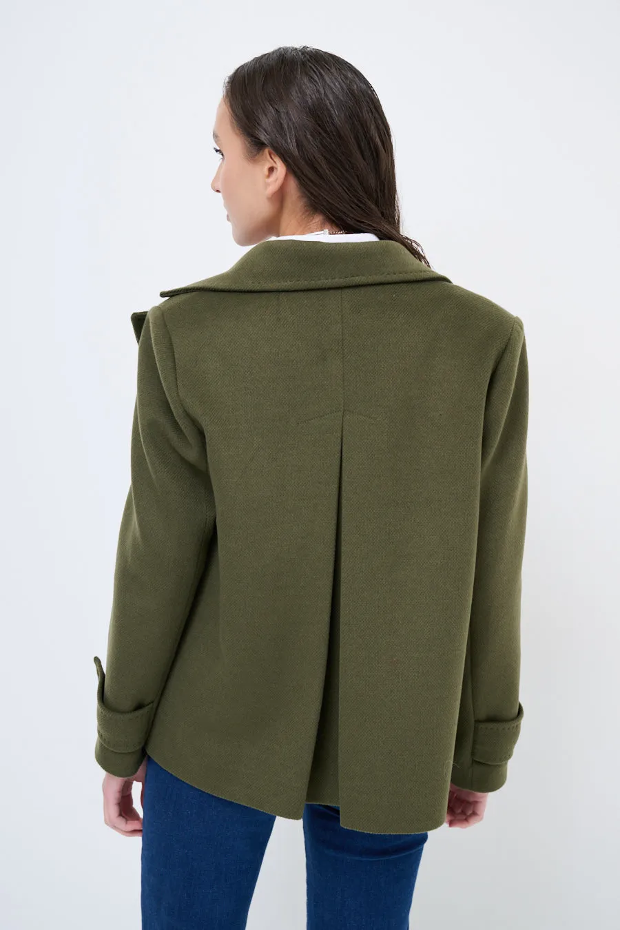 Double-breasted wool blend coat wholesale