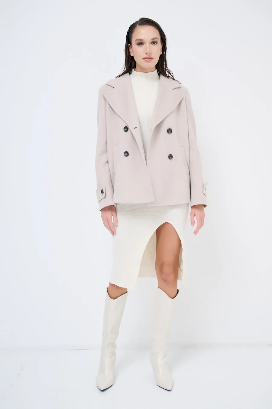 Double-breasted wool blend coat wholesale