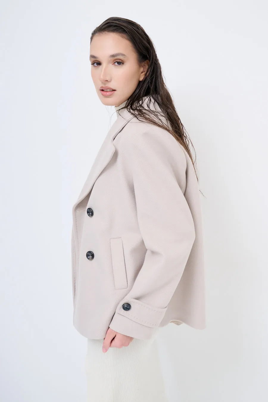 Double-breasted wool blend coat wholesale