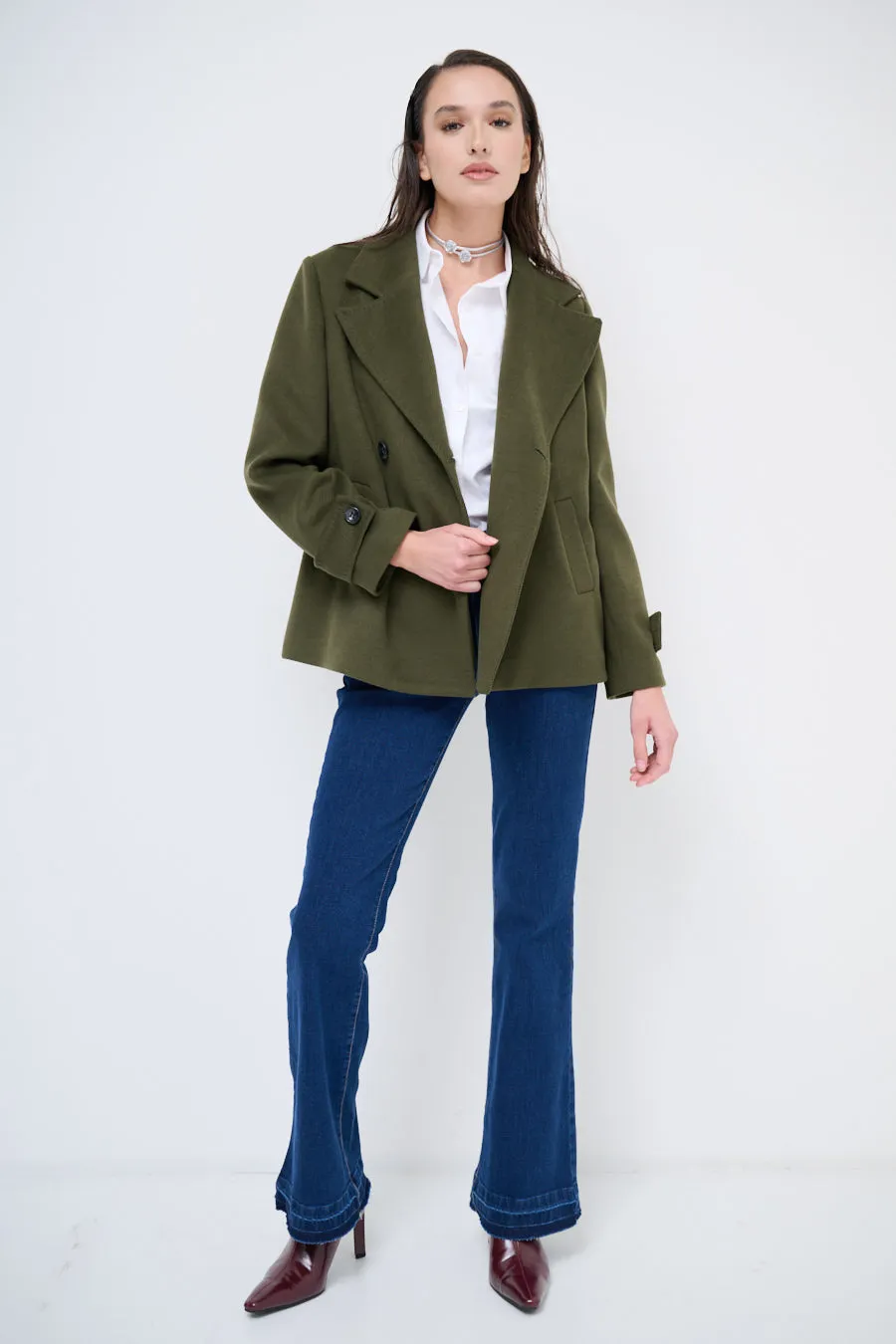 Double-breasted wool blend coat wholesale