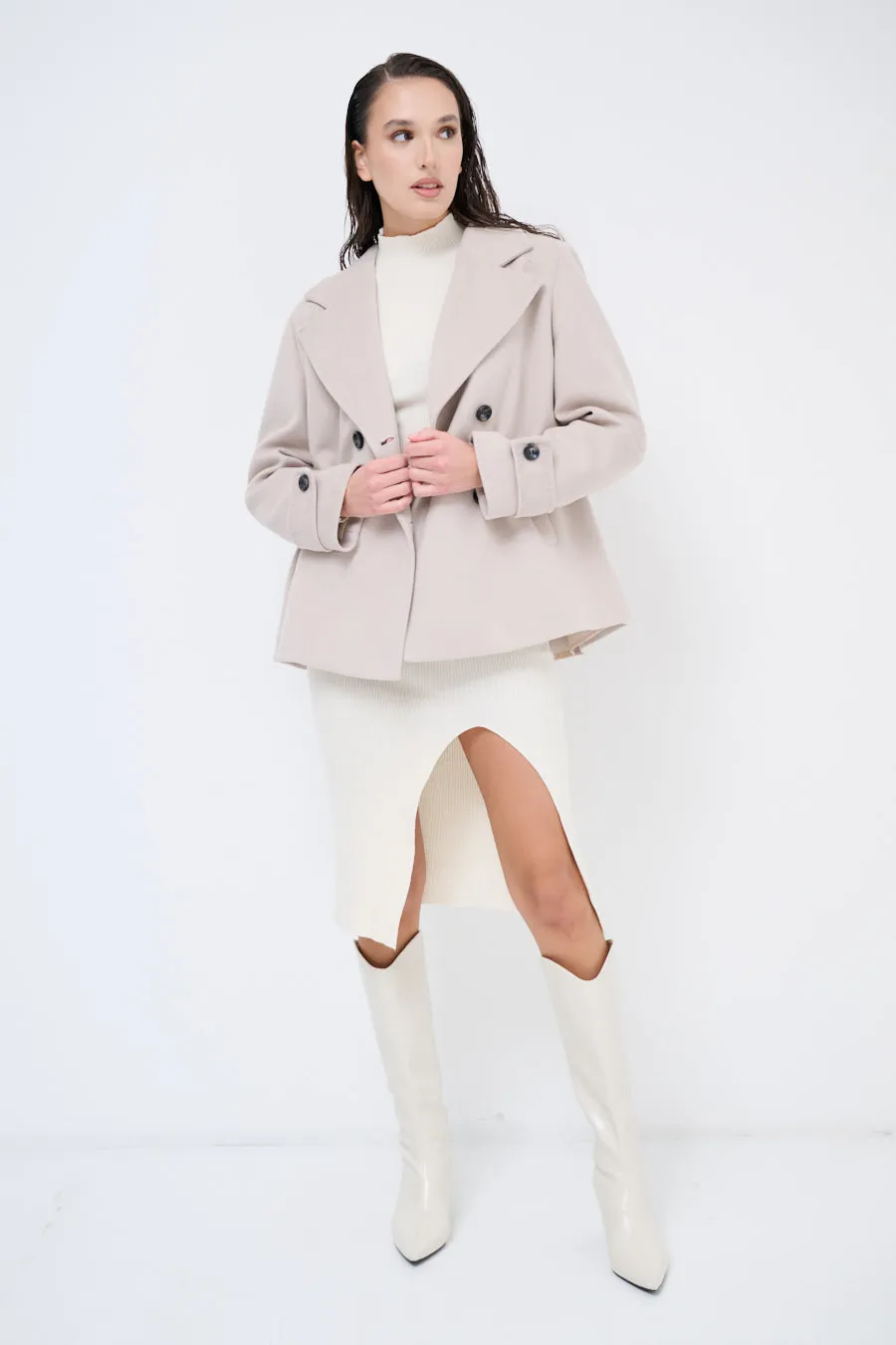 Double-breasted wool blend coat wholesale