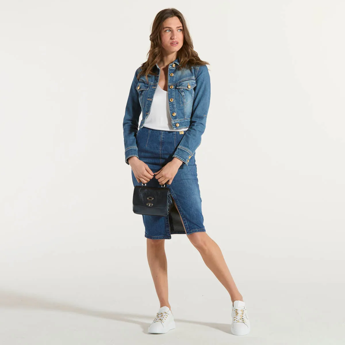 Elisabetta Franchi gonna in denim con spacco