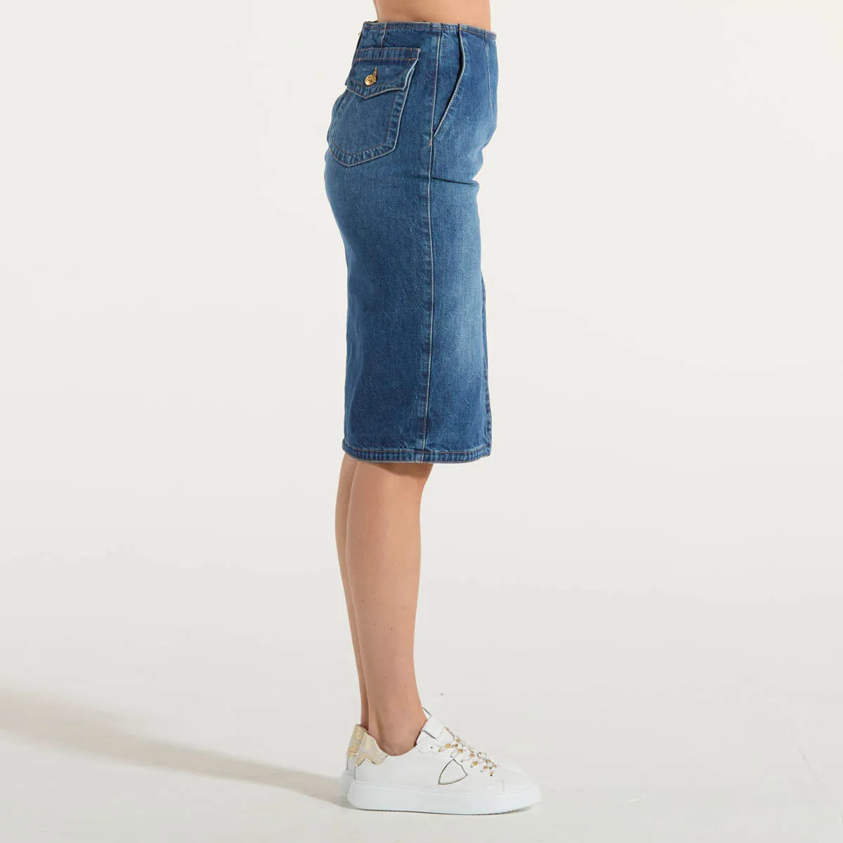 Elisabetta Franchi gonna in denim con spacco