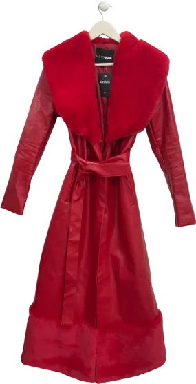 Fashion Nova Red Power Trip Faux Leather Trench Coat UK XS/S