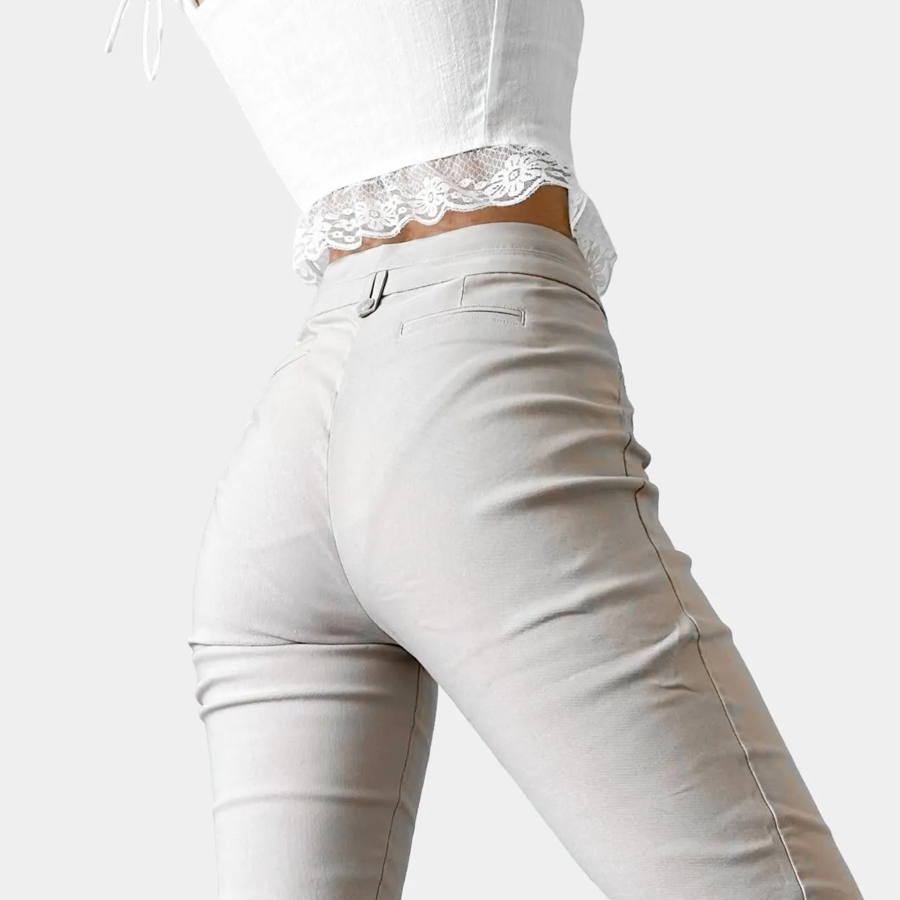 Fashion Nova Cream Ivory Beige High Waisted Stretchy Skinny Pants Size M
