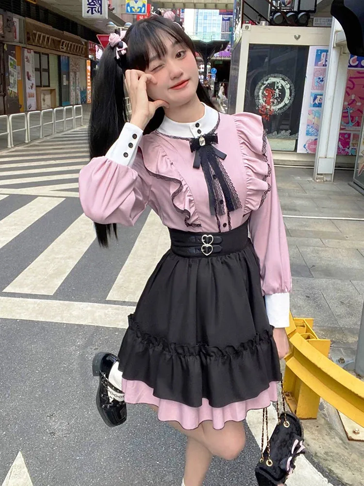Flared Blouse Medium Ruffle   Skirt Ruffle