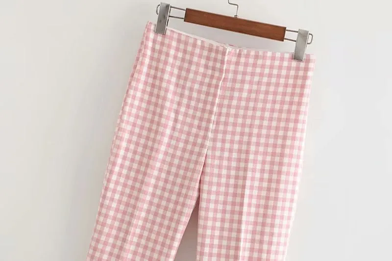 FLARED GINGHAM TROUSERS