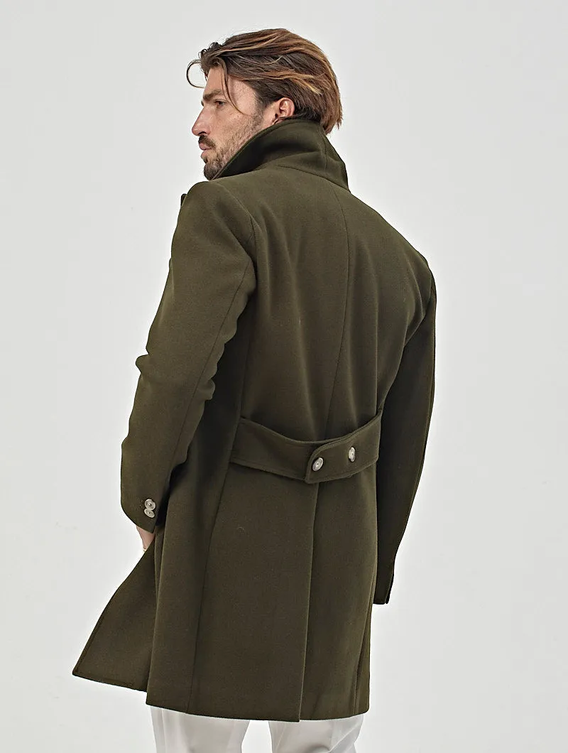HUGO DOUBLE BREASTED COAT IN ARMY GREEN
