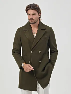 HUGO DOUBLE BREASTED COAT IN ARMY GREEN