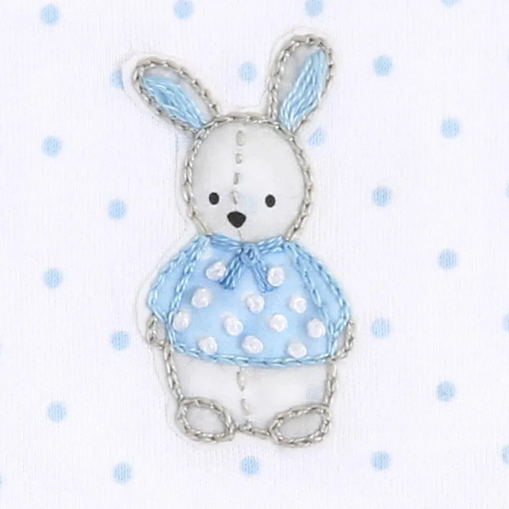 Magnolia Baby Boys Vintage Polka Dot Bunny Embroidered Footie