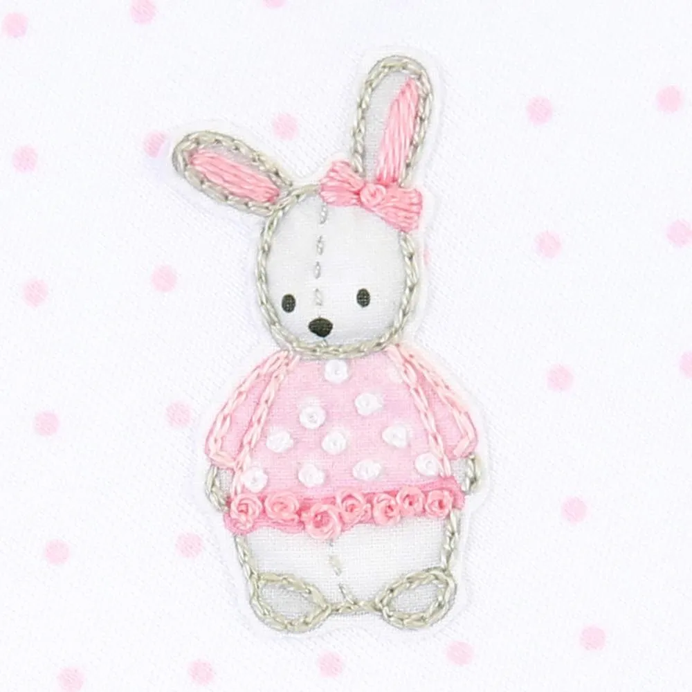Magnolia Baby Girls Vintage Polka Dot Bunny Embroidered Ruffle Hat - Pink