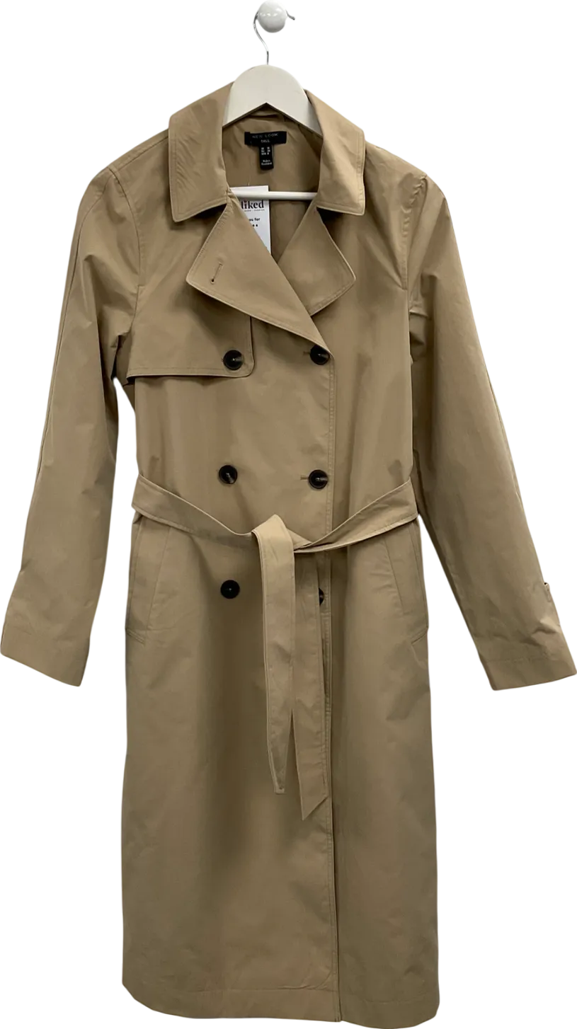 New Look Beige Tall Double Breasted Mac Coat UK 10
