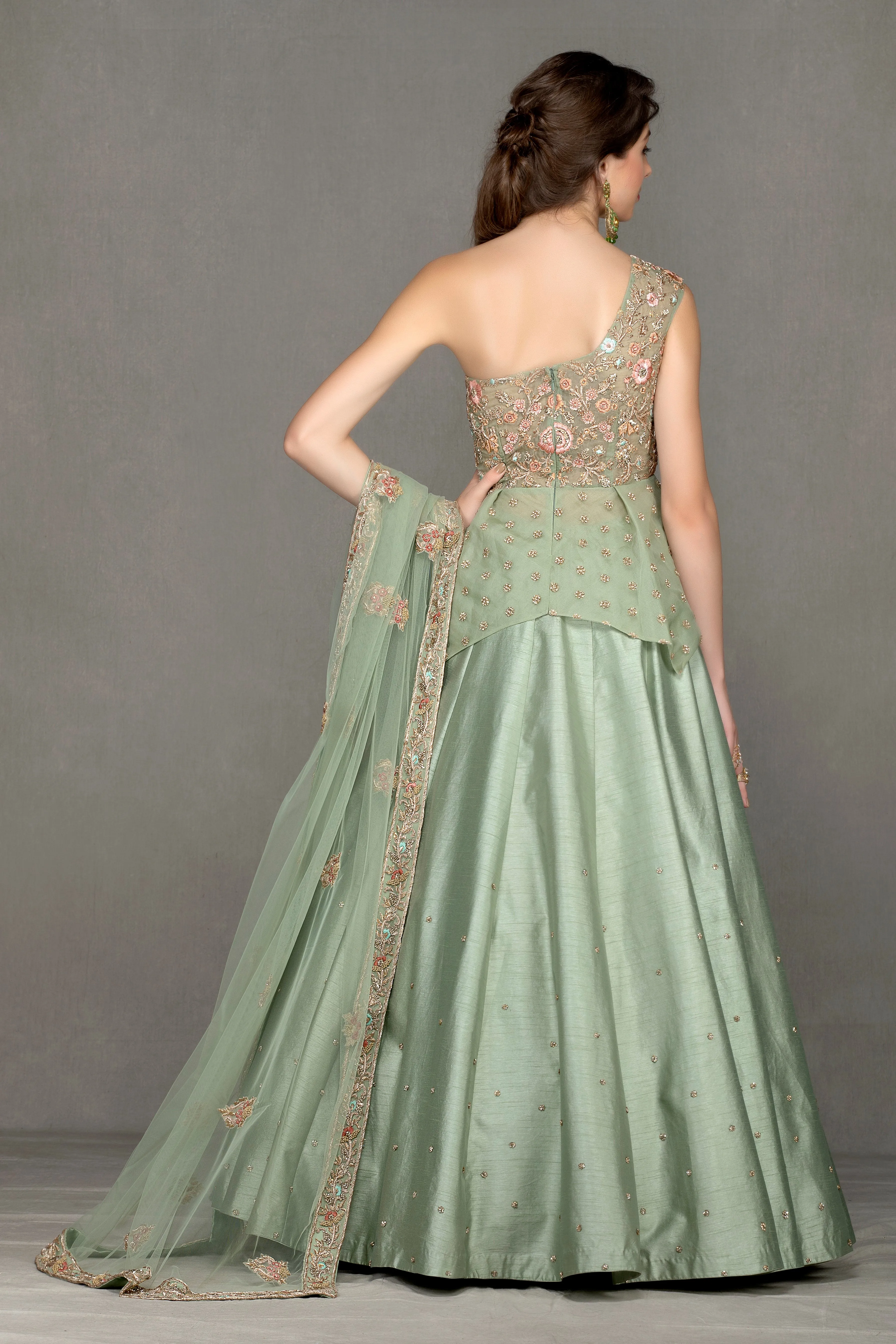 Olive Green Peplum Lehenga