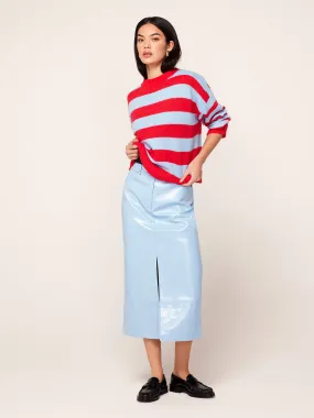 Penny Cornflower Blue Vinyl Skirt