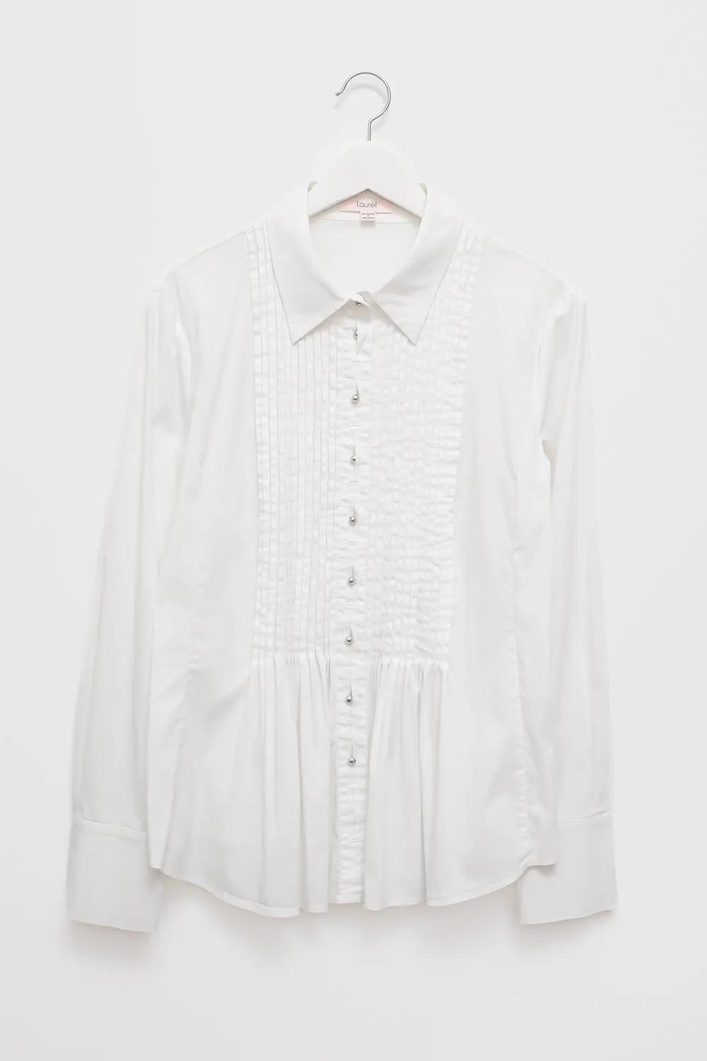 PLEATED STRETCHY WHITE SHIRT