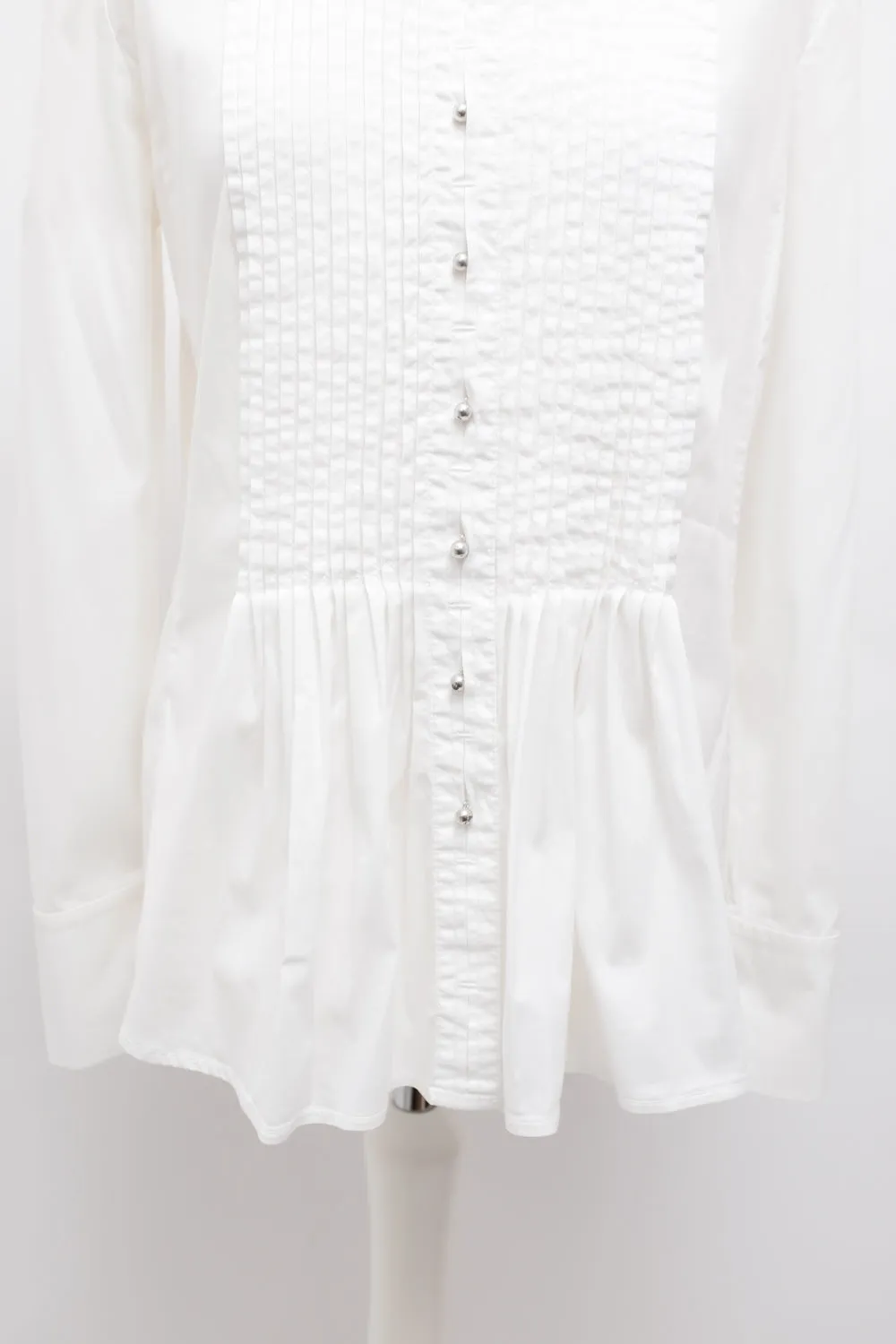 PLEATED STRETCHY WHITE SHIRT