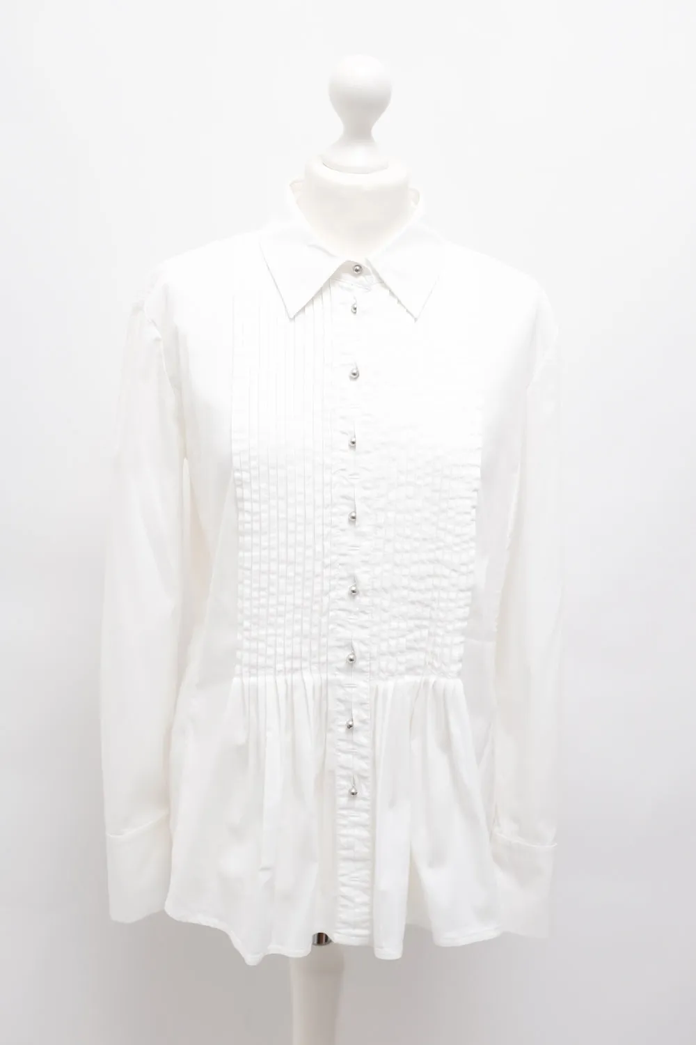 PLEATED STRETCHY WHITE SHIRT