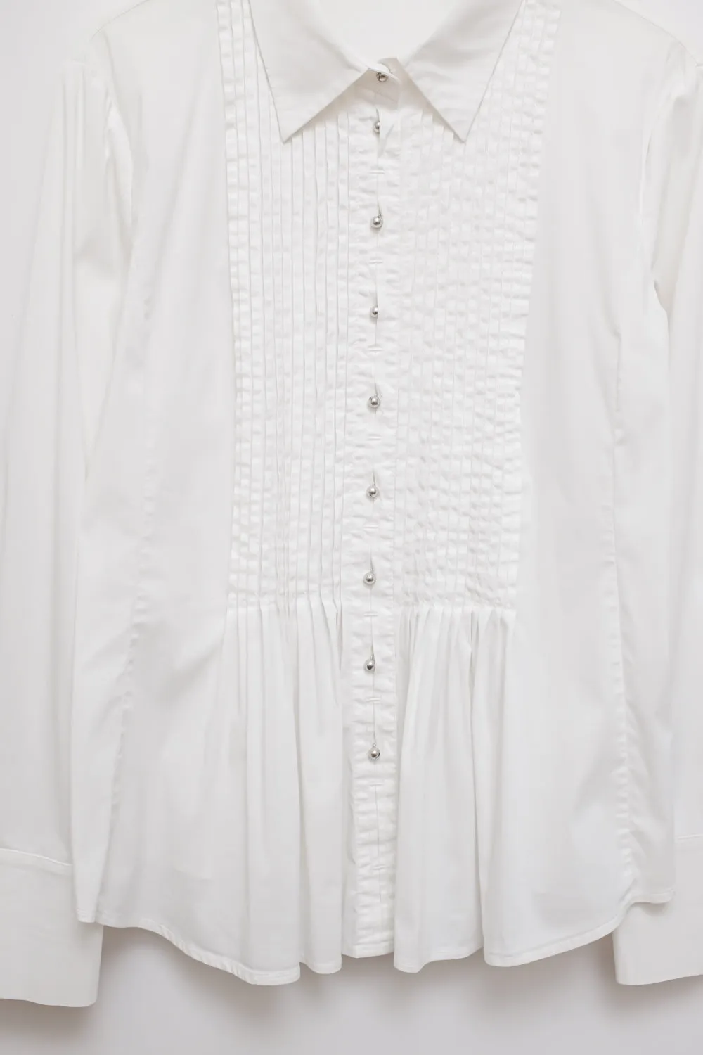 PLEATED STRETCHY WHITE SHIRT