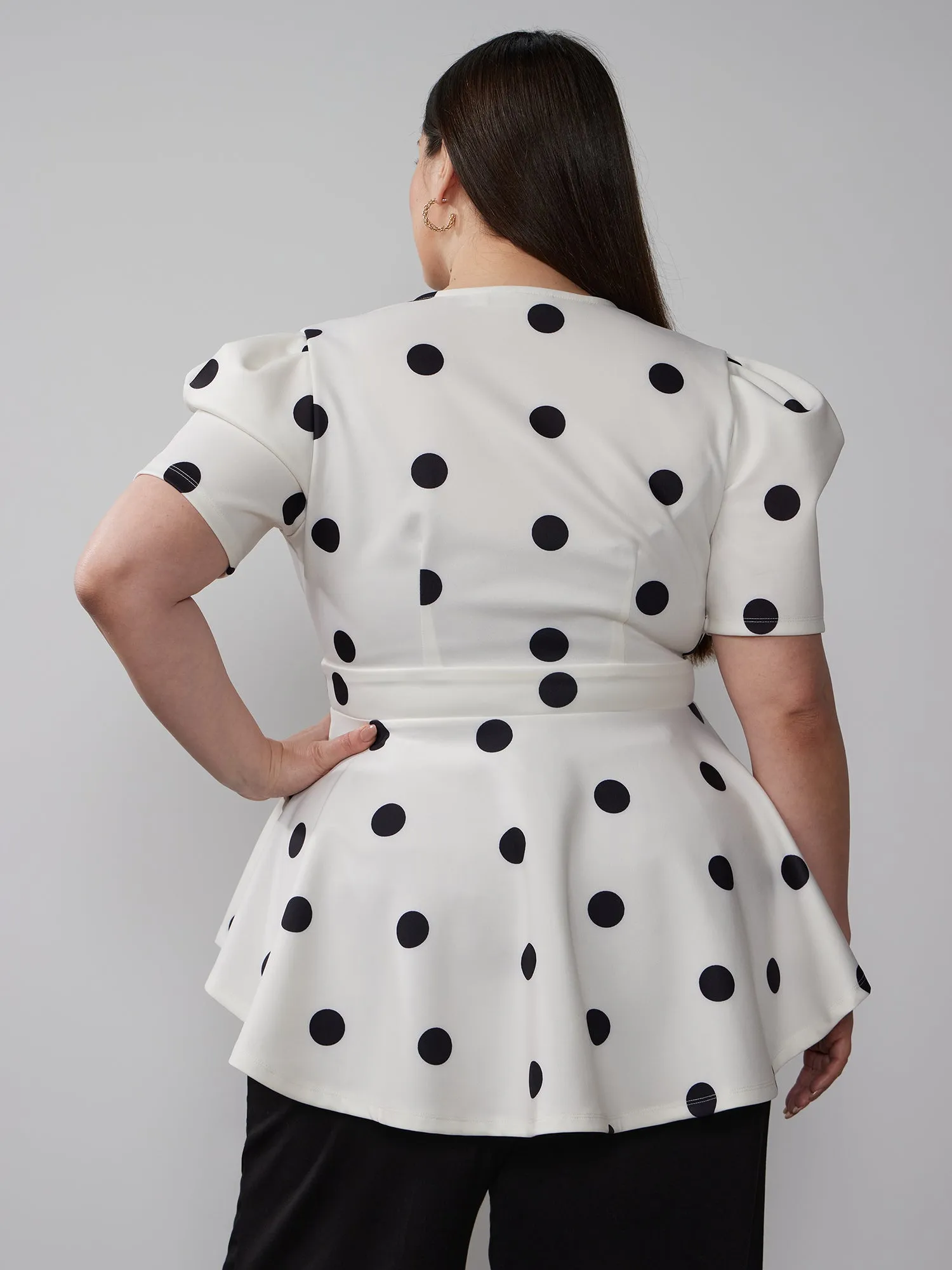 Plus Short Sleeve Scuba Bow Top