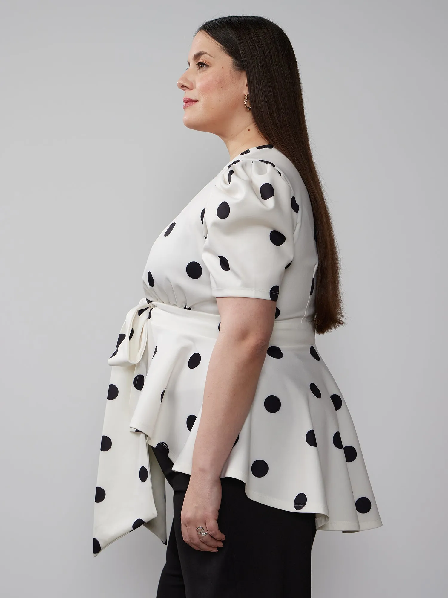 Plus Short Sleeve Scuba Bow Top