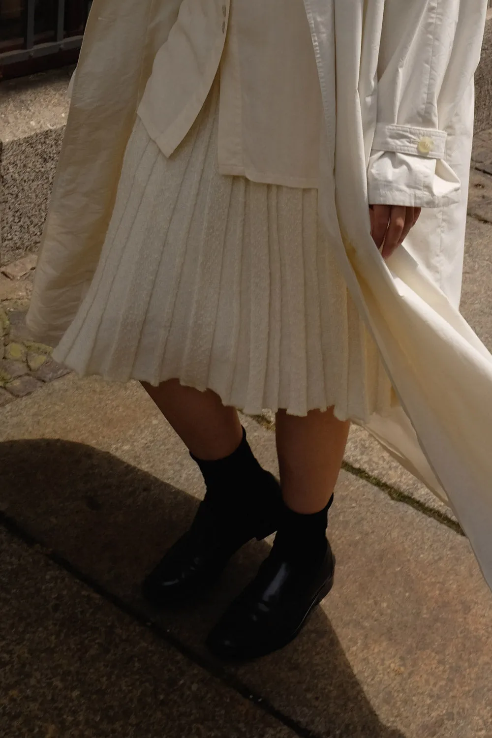 PURE SILK SHORT ARM CREAM SHIRT